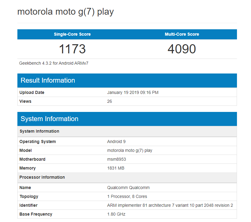 Geekbench Reveals Moto G7 Play Is Powered By The Sd 625