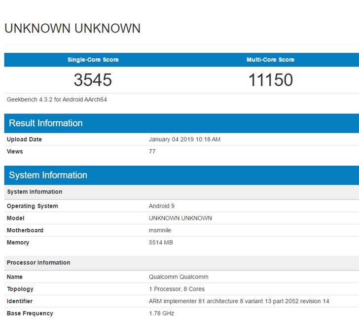 Qualcomm Snapdragon 855 Spot On Geekbench Score Surfaces Online